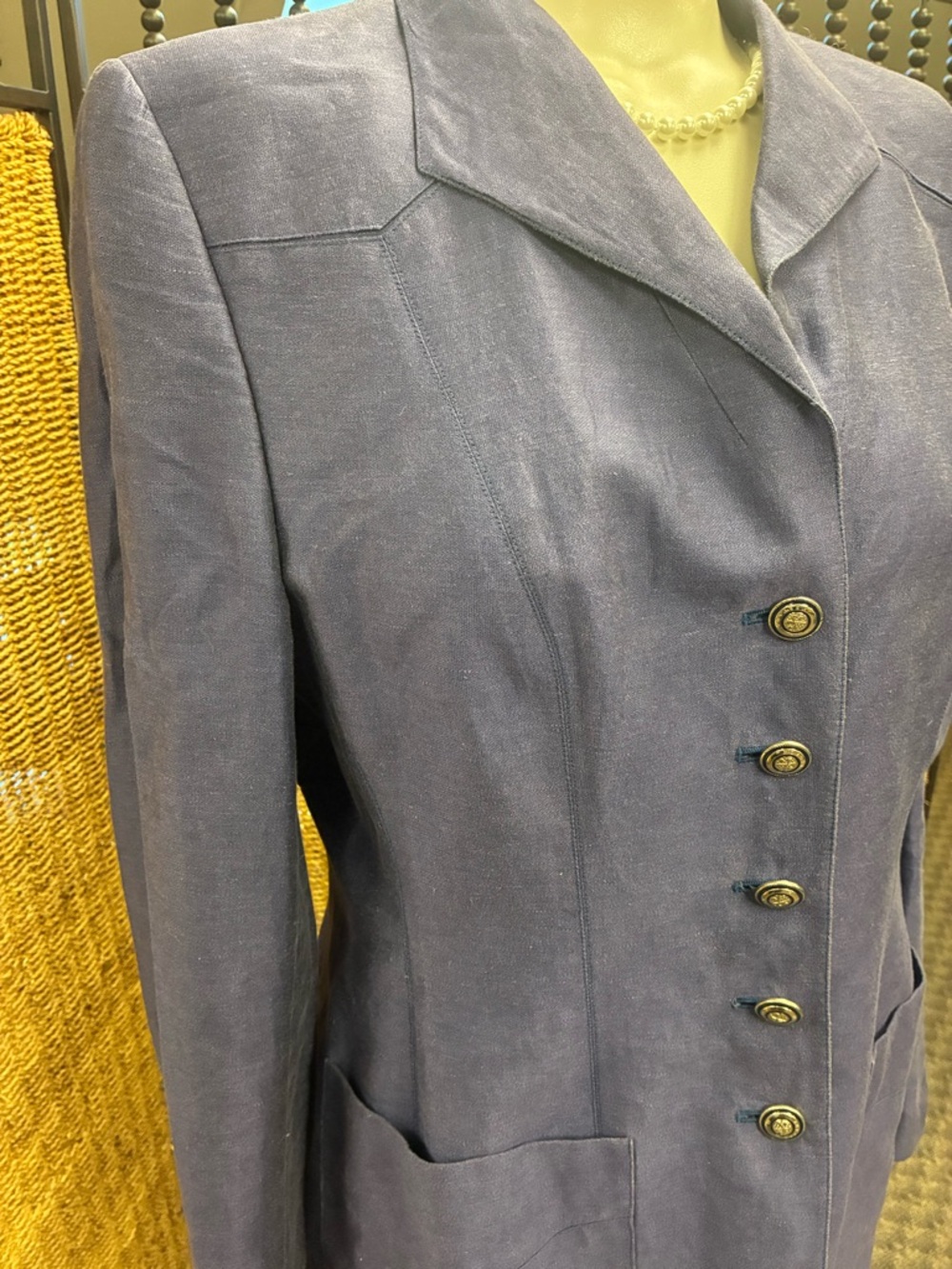 Escada Margaretha Ley Linen Suit Set Blue EU 40 Blazer Pants Vintage Designer - Picture 2 of 9